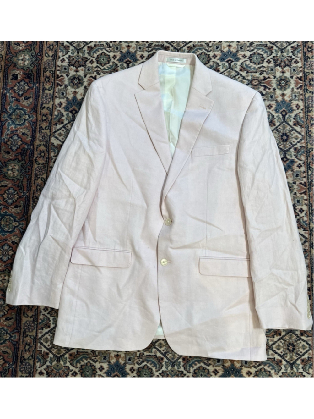 Lauren Ralph Lauren Pink Linen Blazer 42L Men Sport Coat 2 Button Jacket Summer